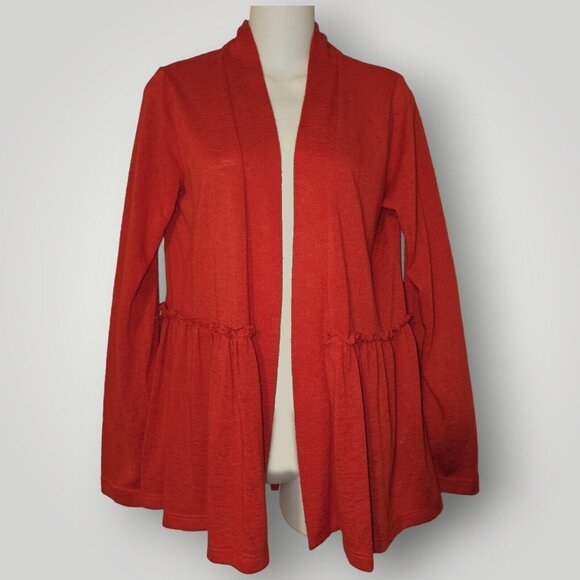 Bobeau Women's M RED Rayon Blend Semi Sheer Long Sleeve Open Front Cardigan - Picture 2 of 11